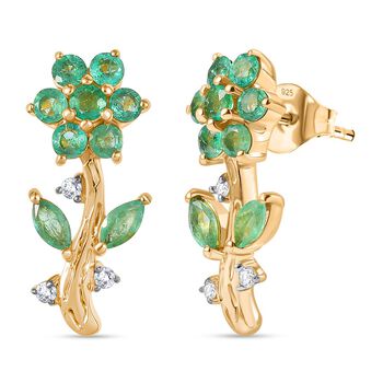 Kagem Sambischer Smaragd Ohrringe 925 Silber 750 Gelbgold Vermeil ca. 1.74 ct