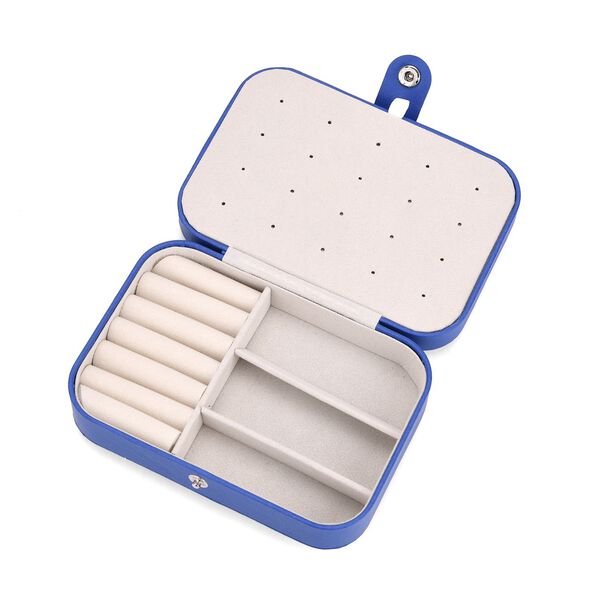 Schmuckbox aus PU-Leder in Blau mit Druckknopfverschluss, 16,5x11,5x5,5cm, inkl. 10 Silberputztücher image number 7