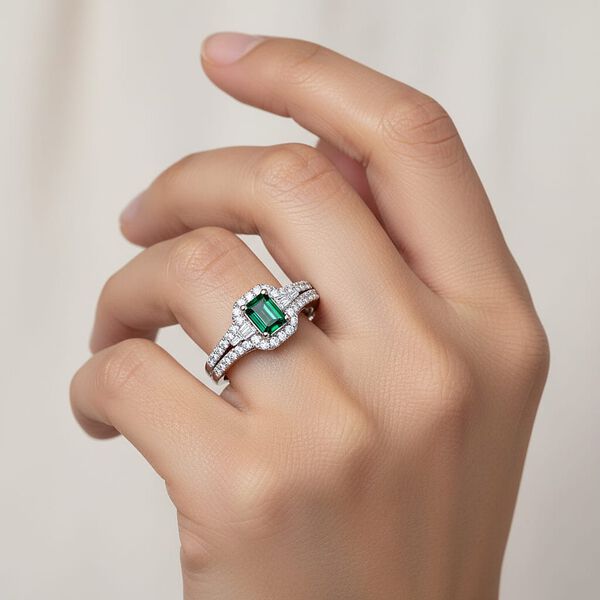 LUXORO AAA Pirineu Lagoon Turmalin und Diamant Ring in 417 Wei&szlig;gold - 1,20 ct. image number 2