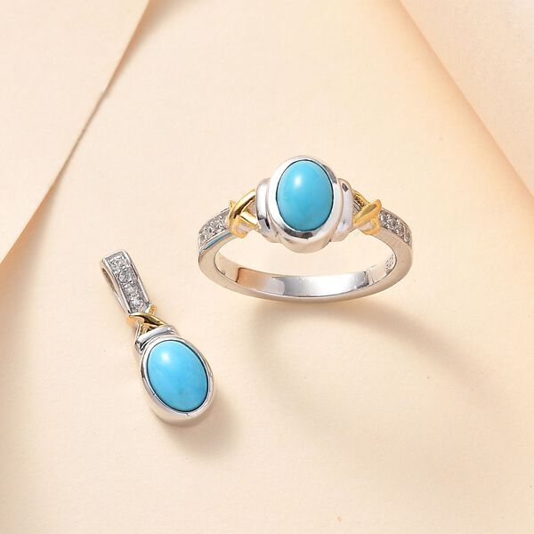 AA Sleeping Beauty T&uuml;rkis Schmuckset 925 Silber Zweifarbige Beschichtung ca. 1,64 ct. image number 2