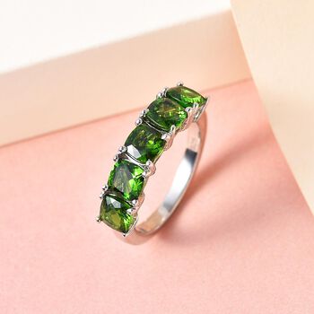 Nat&uuml;rlicher Chromdiopsid Ring, 925 Silber platiniert (Gr&ouml;&szlig;e 20.00) ca. 2.85 ct