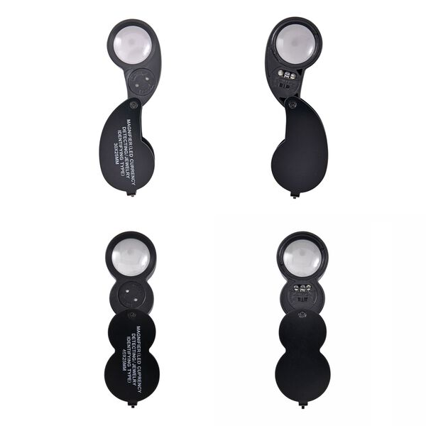 2er-Set Schmucklupen mit LED- und UV Licht,  6,2x3,3x2,2cm 40x Linse und  6,5x3,3x2,7 cm 30x Linse, Schwarz image number 6