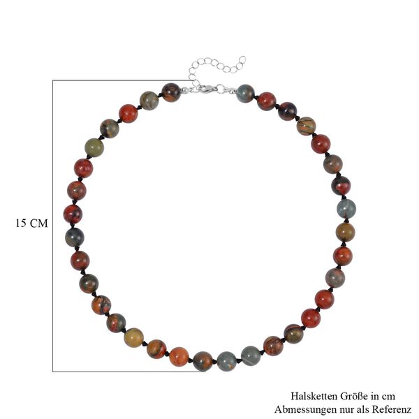 Picasso Jaspis Halskette ca. 45 cm Reiner Edelstahl ca. 284,85 ct. image number 4