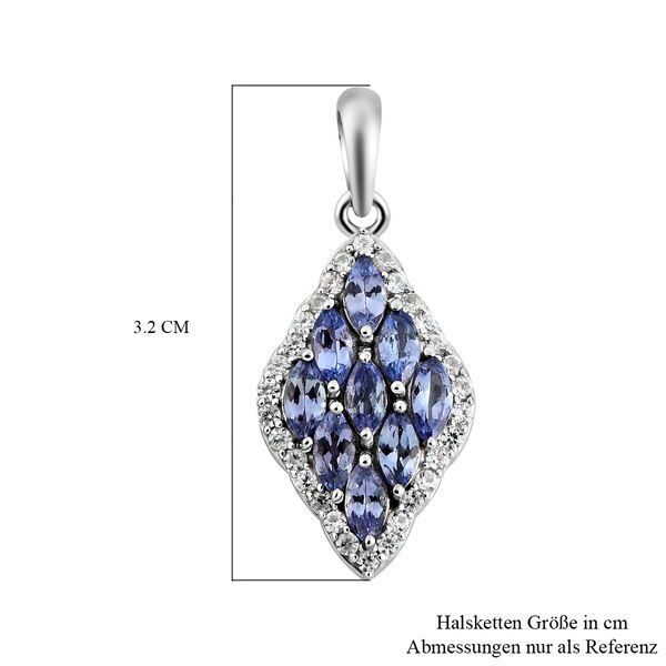 Tansanit und wei&szlig;er Zirkon-Anh&auml;nger, 925 Silber platiniert ca. 1,99 ct image number 6