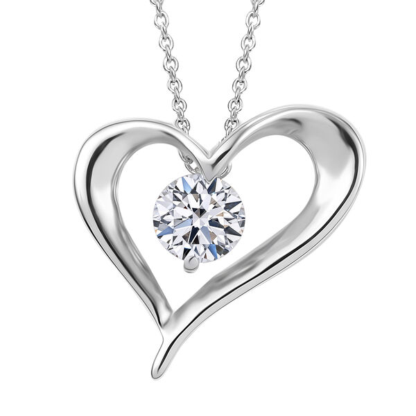 LUXURIANT VS-EF Labor Diamant Herz Anh&auml;nger mit 45+2,5cm Kette - 0,65 ct.