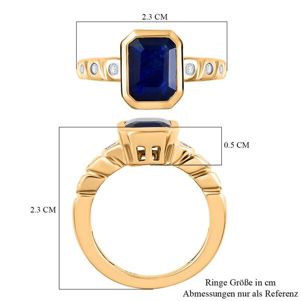 Masoala Saphir (Fissure gefüllt) und Zirkon Ring 925 Silber vergoldet image number 7