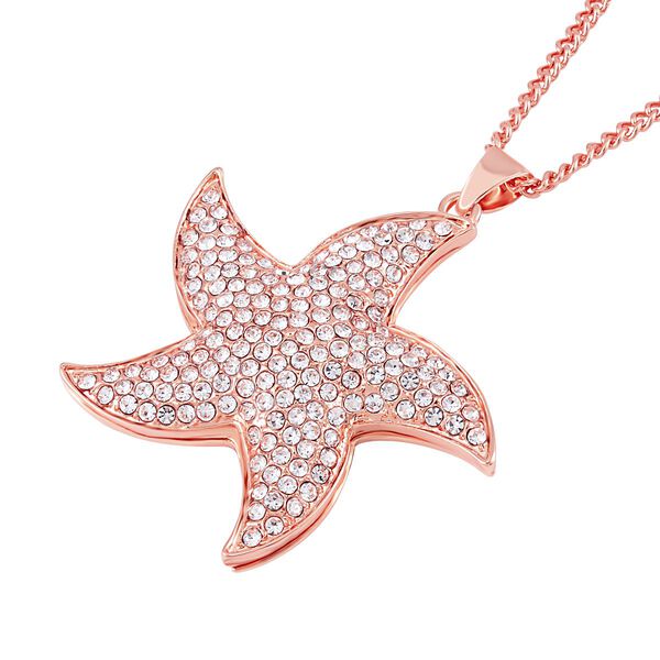 Weißer Kristall-Seestern-Anhänger mit Kette in Roségoldton, 73 cm image number 4