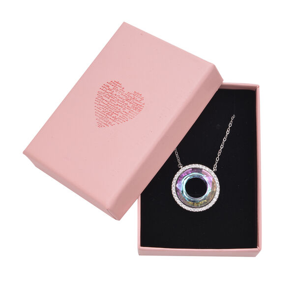 Glas und wei&szlig;e Zirkonia Halskette, ca. 50 cm, Edelstahl image number 7