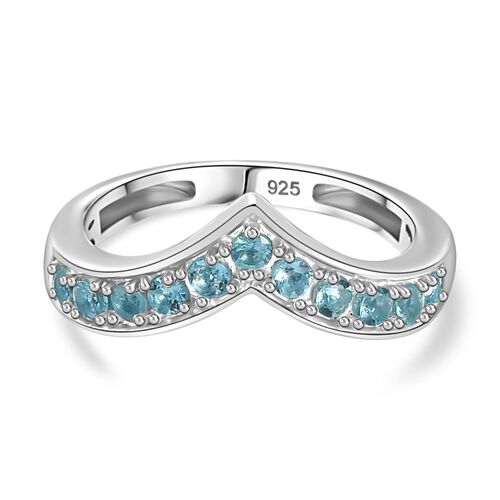 Paraiba-Apatit Ring 925 Silber platiniert (Größe 19.00) ca. 0,44 ct image number 0