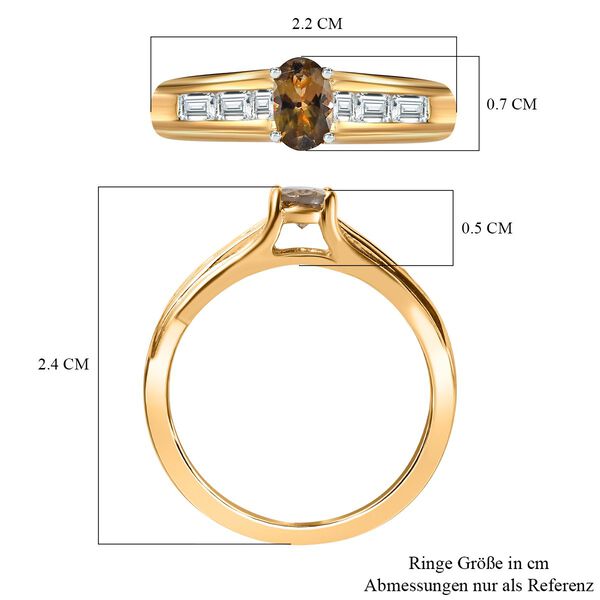AA nat&uuml;rlicher, goldener Tansanit und Zirkon-Ring - 1,03 ct. image number 7