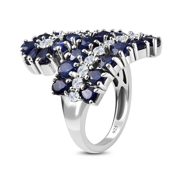 Masoala Saphir (Fissure gef&uuml;llt), wei&szlig;er Zirkon Ring, 925 Silber platiniert, (Gr&ouml;&szlig;e 17.00) ca. 6.75 ct image number 5