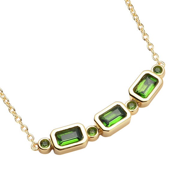 Nat&uuml;rlicher Chromdiopsid Halskette ca. 45 cm 925 Silber vergoldet ca. 0,90 ct image number 3