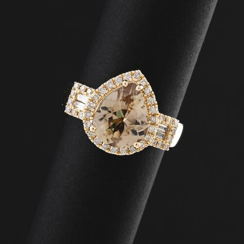 AAA Turkizit, Weißer Diamant Ring 585 Gold (Größe 17.00) ca. 3,15 ct image number 1
