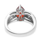 Mexikanischer Kirschfeuer-Opal und Zirkon Ring 925 Silber Platin-Überzug image number 5
