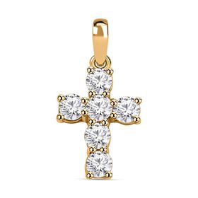 J Francis gefertigt mit SWAROVSKI- Weißer Swarovski Kristall Anhänger, 925 Silber vergoldet