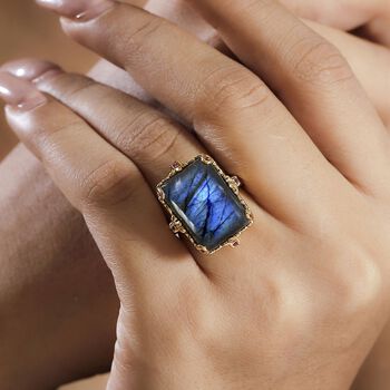 AAA Labradorit und Rhodolith Granat Ring - 18,80 ct.