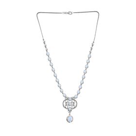 Premium Regenbogen Mondstein Halskette, 45 cm - 18,48 ct.