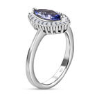 Tansanit und Diamant Halo Ring 925 Silber Platin-Überzug image number 4