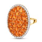 Salamanca Feueropal und wei&szlig;er Zirkon-Ring, 925 Silber Gelbgold Vermeil (Gr&ouml;&szlig;e 17.00) ca. 4,04 ct