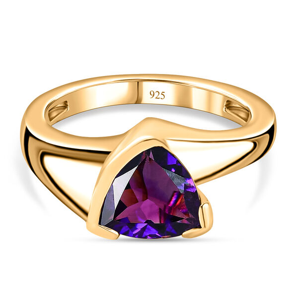 Nat&uuml;rlicher, marokkanischer Amethyst-Ring, 925 Silber Gelbgold Vermeil  ca. 1,72 ct