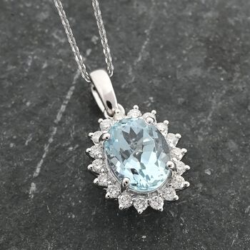 AAA Santamaria Aquamarin, Wei&szlig;er Diamant Schmuckset 750 Gold ca. 1.40 ct