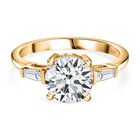 Moissanit Ring 925 Silber 750 Gelbgold Vermeil (Größe 17.00) ca. 1,88 ct