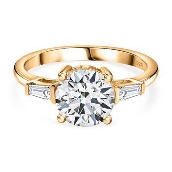 Moissanit Ring 925 Silber 750 Gelbgold Vermeil (Gr&ouml;&szlig;e 17.00) ca. 1,88 ct