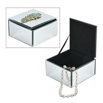 Edle Glas-Schmuckbox in Quadratform, 12x12x7,5 cm, Silbergr&uuml;n