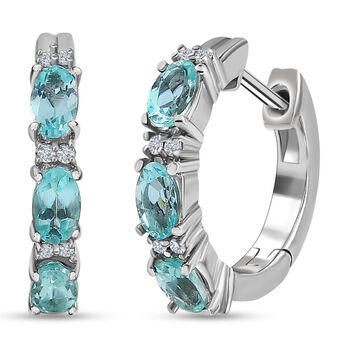 Minz Apatit, wei&szlig;er Zirkon Ohrringe, 925 Silber platiniert ca. 1.73 ct