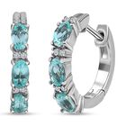 Minz Apatit, weißer Zirkon Ohrringe, 925 Silber platiniert ca. 1.73 ct