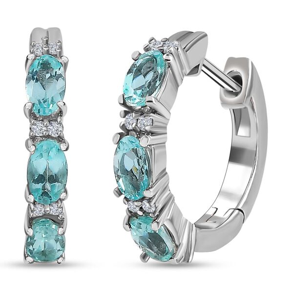 Minz Apatit und Zirkon Huggie Ohrringe image number 0