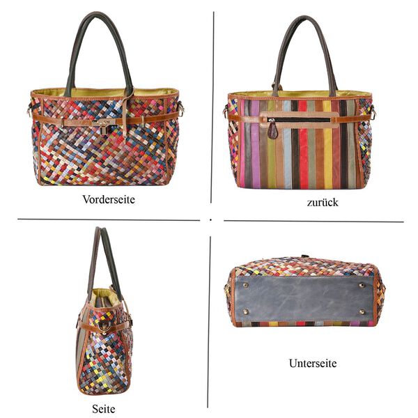 Chaos by Elsie - 100% Echtleder gewebter Tasche mit RFID schutz, 35x24x15 cm, matt image number 4