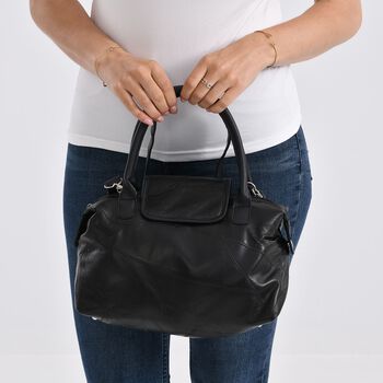 Handtasche aus weichem Schafsleder, Patchwork-Design, 29&times;15&times;21cm, Schwarz