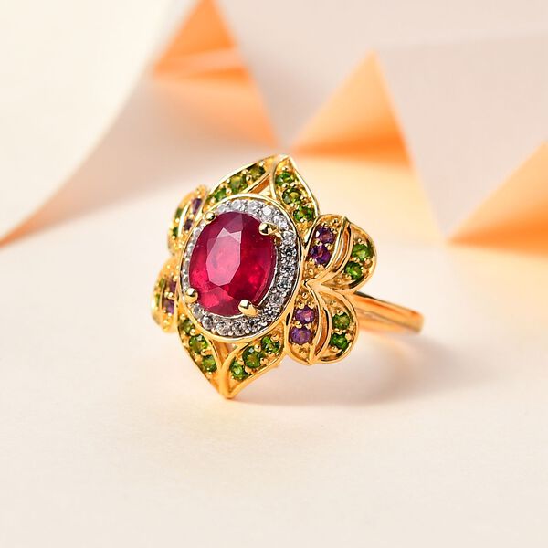 Afrikanischer Rubin und Chromdiopsid Ring, ca. 3.49 ct image number 2