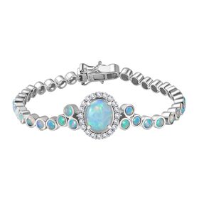 D'Joy AA Natürlicher, äthiopischer Welo Opal Armband ca. 19 cm 925 Silber rhodiniert ca. 8,41 ct.