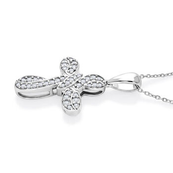 D'Joy Wei&szlig;er Diamant Schmuckset ca. 50 cm 925 Silber Rhodiniert ca. 0,26 ct.