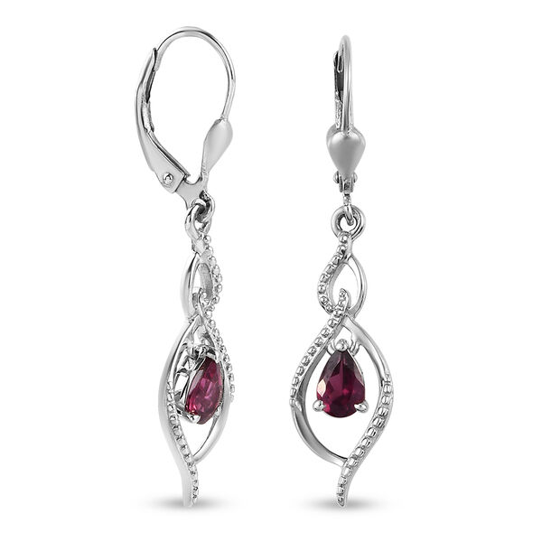 Rhodolith Granat Solitär Ohrhänger in Silber 1,00 Ct image number 4