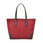 Echtleder Modische, geräumige Kontrastfarbene Tasche mit Verschluss, Größe: 33x13x29 cm, Rot