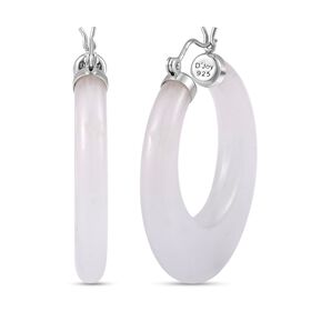 Weiße Jade Ohrringe 925 Silber rhodiniert ca. 77.00 ct