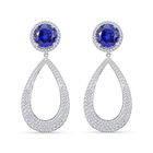 CHAIRMAN VAULT COLLECTION - AAAA Tansanit, Weißer Diamant Ohrringe, zertifiziert und geprüft, 950 Platin ca. 18.64 ct