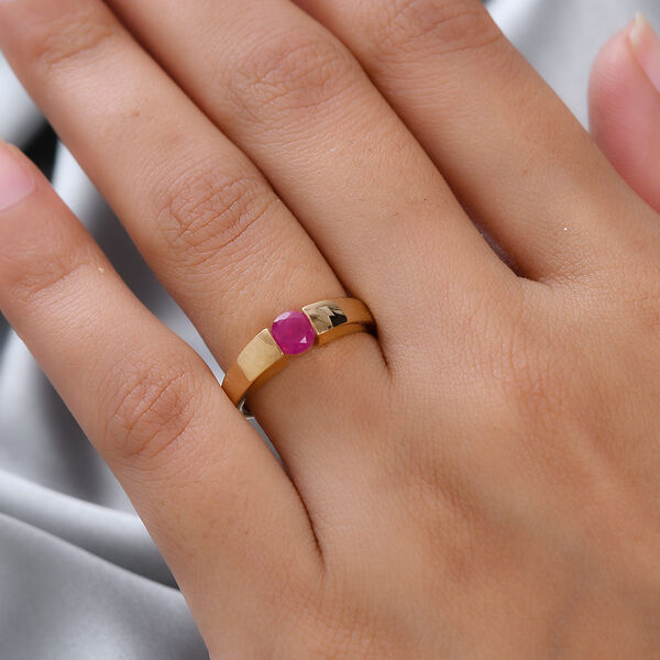 Afrikanisher Rubin(Fissure gef&uuml;llt) Ring 925 Silber vergoldet image number 3