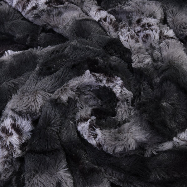Luxus Kollektion - Superweiche Kunstfelldecke mit Sherpa Futter, 150x200 cm, Grau und Wei&szlig; image number 5