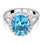 Schweizer Blautopas und Zirkon Ring 925 Silber platiniert  ca. 6,64 ct image number 0