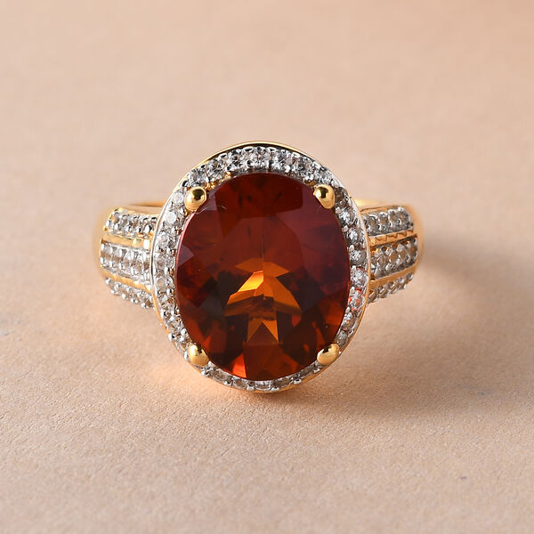 Kirsch-Citrin und Zirkon-Ring - 4,56 ct. image number 2