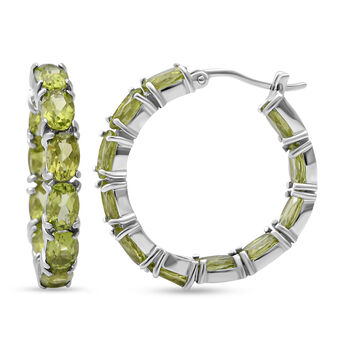 Nat&uuml;rlicher Peridot-Creolen, 925 Silber platiniert ca. 12.32 ct