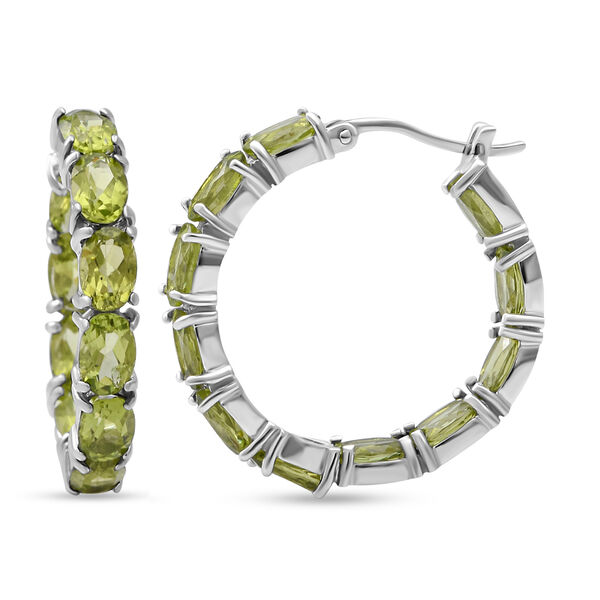 Peridot-Creolen in Silber, 12,32 ct.