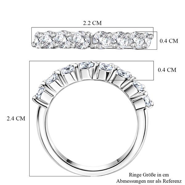 LUSTRO STELLA Hergestellt mit ZIRKONIA Half Eternity Ring 925 Silber Platin-&Uuml;berzug image number 7