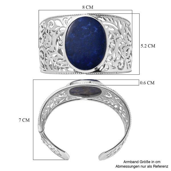 Lapislazuli Armreif, ca. 19 cm, platiniert ca. 74.97 ct image number 6