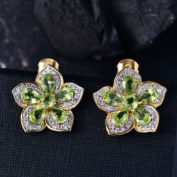 D&rsquo;Joy Peridot und Zirkon Ohrringe - 5,85 ct.