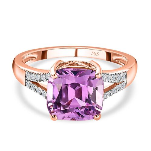 AAA Patroke Kunzit und Diamant Ring in 585 Gold - 4,68 ct. image number 0